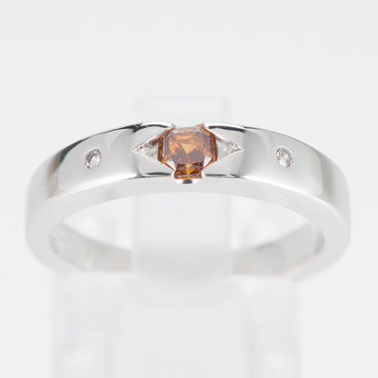 ファンシーディープイエロウィッシュオレンジダイヤモンド プラチナリング D: 0.241ct D: 0.03ct FDYO SI2 Pt900 全宝協