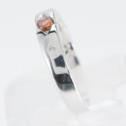 ファンシーディープイエロウィッシュオレンジダイヤモンド プラチナリング D: 0.241ct D: 0.03ct FDYO SI2 Pt900 全宝協