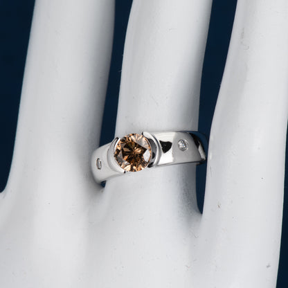 ブラウンダイヤモンド プラチナリング BrD: 1.02 ct D: 0.07ct Pt900