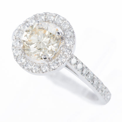 1.50ct ファンシーライトオレンジーイエローダイヤモンドリング プラチナ製 (1.50ctFancy Light Orangy Yellow SI2 Pt900)中宝研