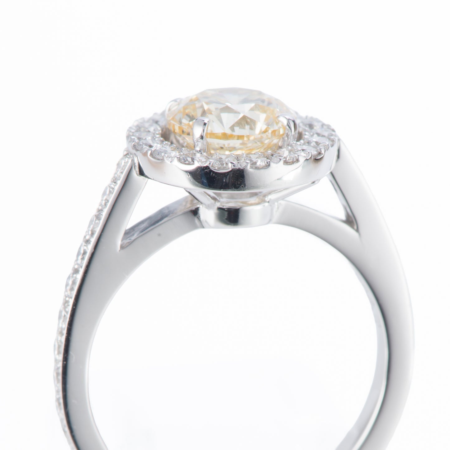 1.50ct ファンシーライトオレンジーイエローダイヤモンドリング プラチナ製 (1.50ctFancy Light Orangy Yellow SI2 Pt900)中宝研