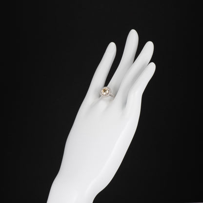 1.50ct ファンシーライトオレンジーイエローダイヤモンドリング プラチナ製 (1.50ctFancy Light Orangy Yellow SI2 Pt900)中宝研