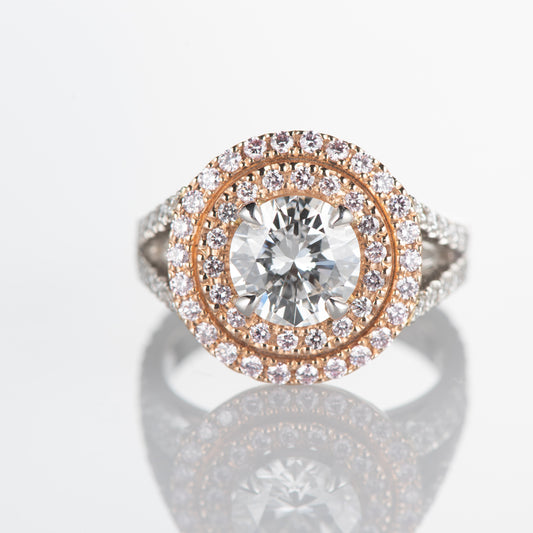 1.5ct D IF ダイヤモンxアーガイルピンクダイヤモンドダブルハローリング(1.58ct D IF AP0.41 / D0.39 GIA)