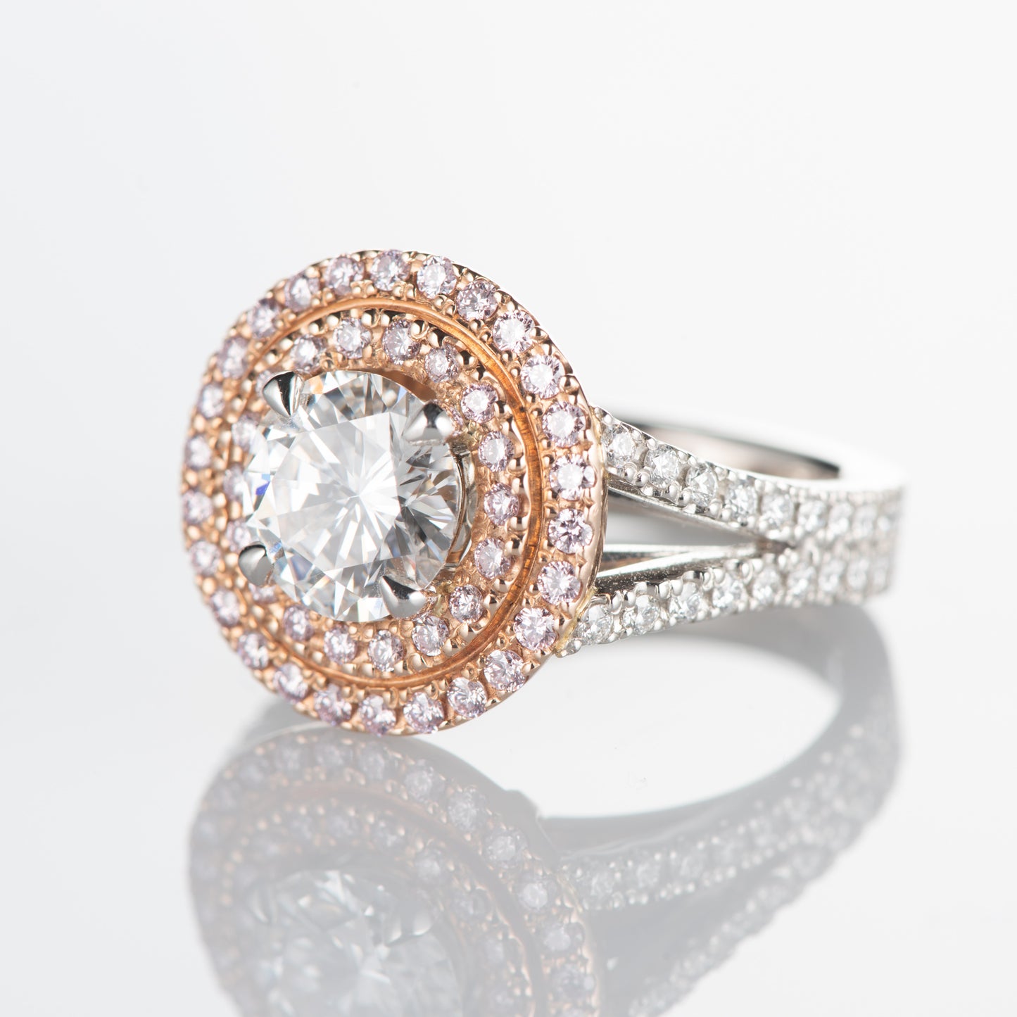 1.5ct D IF ダイヤモンxアーガイルピンクダイヤモンドダブルハローリング(1.58ct D IF AP0.41 / D0.39 GIA)