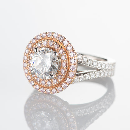 1.5ct D IF ダイヤモンxアーガイルピンクダイヤモンドダブルハローリング(1.58ct D IF AP0.41 / D0.39 GIA)