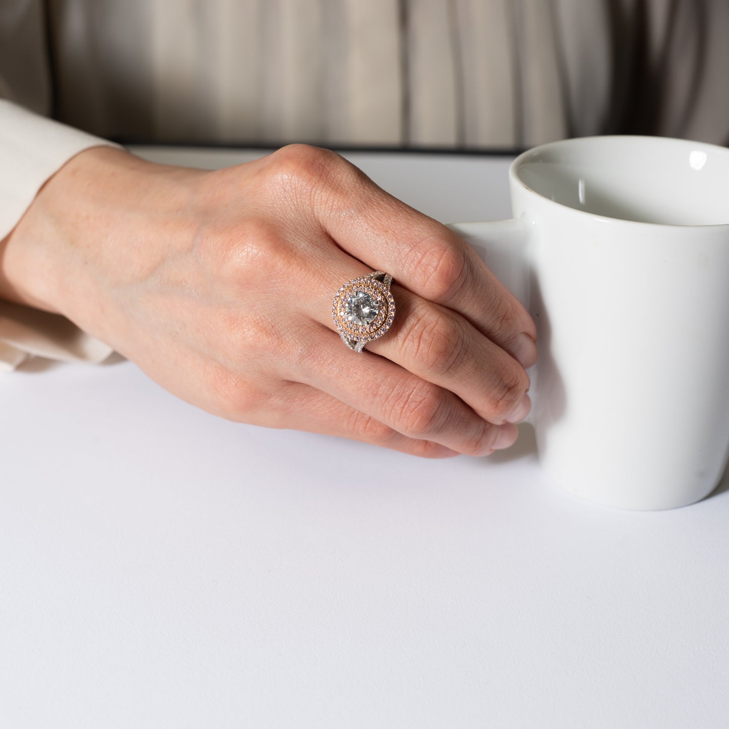 1.5ct D IF ダイヤモンxアーガイルピンクダイヤモンドダブルハローリング(1.58ct D IF AP0.41 / D0.39 GIA)