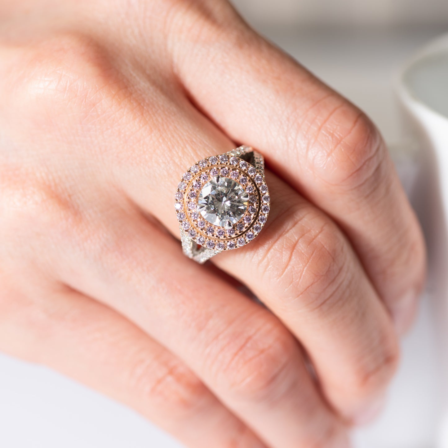 1.5ct D IF ダイヤモンxアーガイルピンクダイヤモンドダブルハローリング(1.58ct D IF AP0.41 / D0.39 GIA)