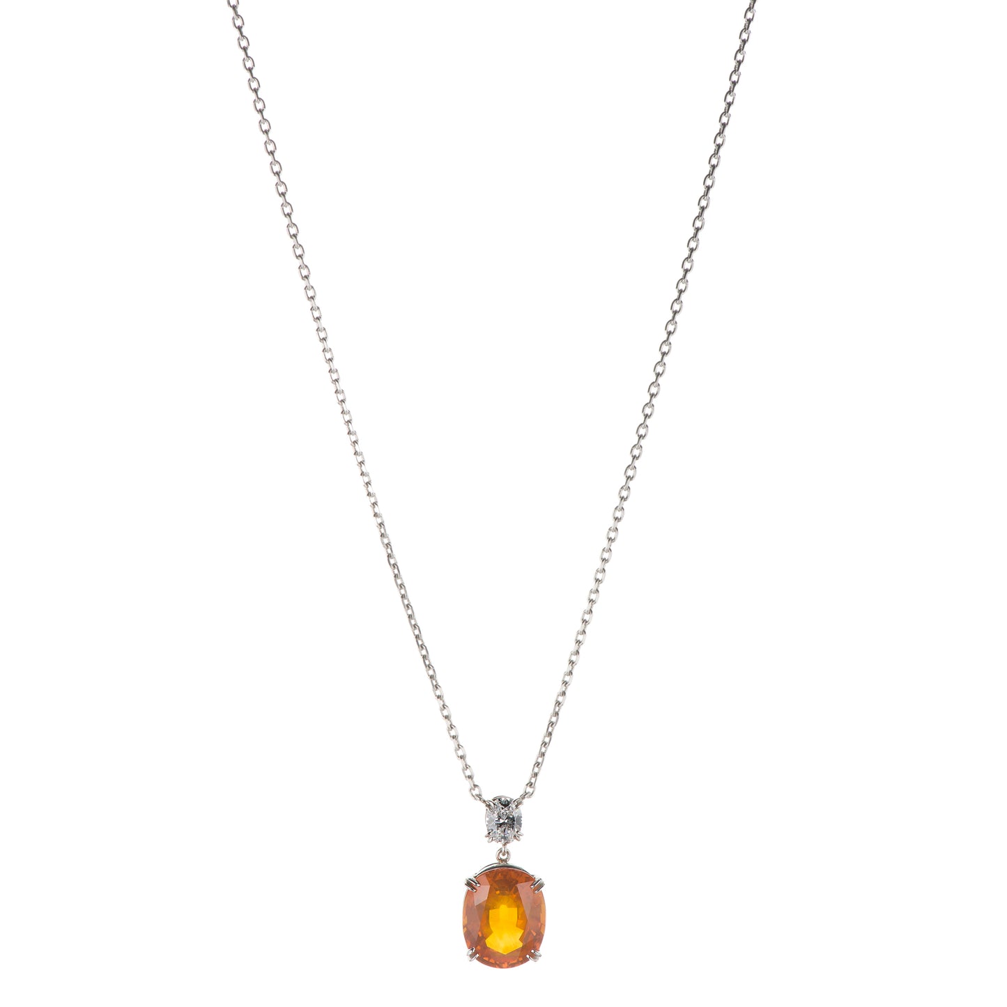 6ct オレンジサファイアxダイヤモンド プラチナ製ペンダント(OS:6.82ct D:0.41 Pt900/K18)