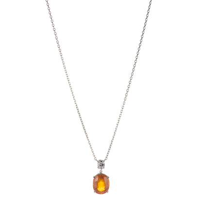 6ct オレンジサファイアxダイヤモンド プラチナ製ペンダント(OS:6.82ct D:0.41 Pt900/K18)