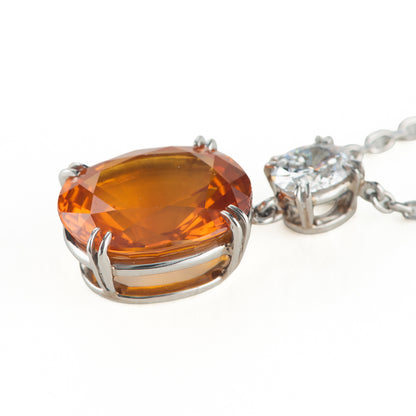 6ct オレンジサファイアxダイヤモンド プラチナ製ペンダント(OS:6.82ct D:0.41 Pt900/K18)