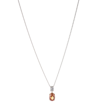 3ct オレンジサファイア プラチナ×ゴールドドロップペンダント(OS:3.07ct D:0.42ct)