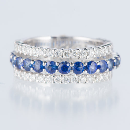 ライン サファイア×ダイヤモンド ホワイトゴールドリング S: 1.61ct D: 0.85ct