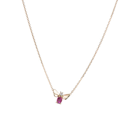 ビー ルビーxダイヤモンド イエローゴールドペンダントネックレス (R: 0.33ct D: 0.03ct K18YG)