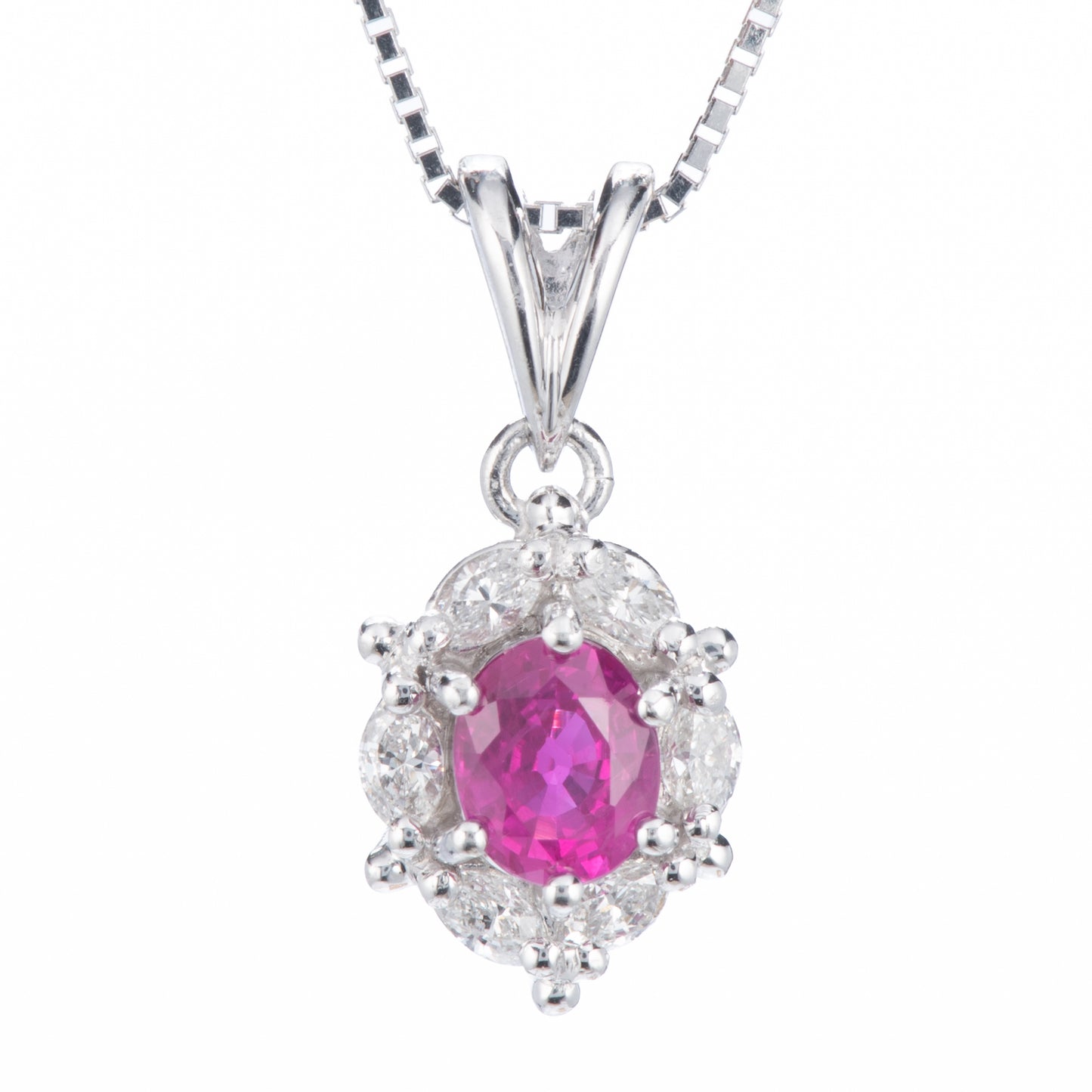 ルビーxダイヤモンド プラチナペンダントネックレス (R: 0.45ct D: 0.2ct Pt900/K18WG)