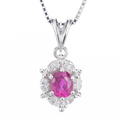 ルビーxダイヤモンド プラチナペンダントネックレス (R: 0.45ct D: 0.2ct Pt900/K18WG)