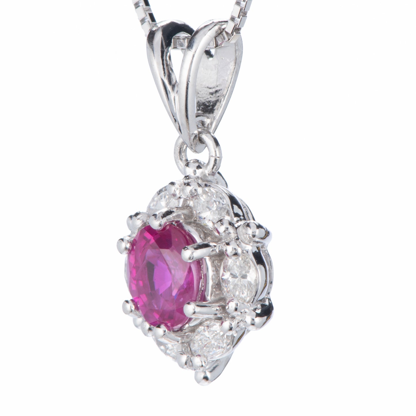 ルビーxダイヤモンド プラチナペンダントネックレス (R: 0.45ct D: 0.2ct Pt900/K18WG)