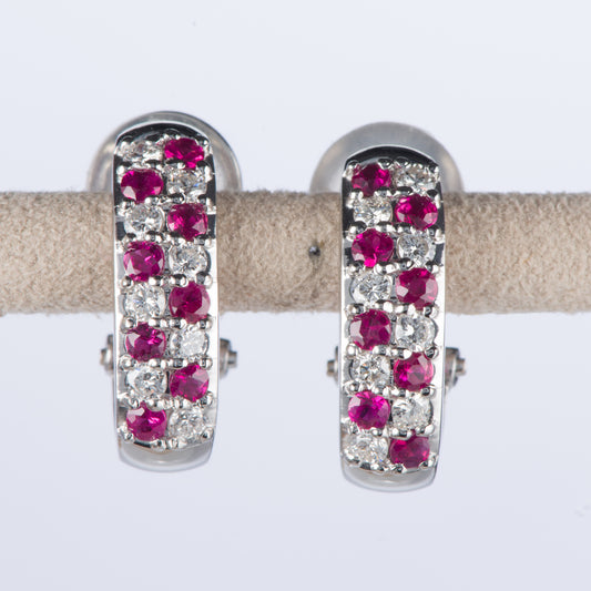 ルビー プラチナリイヤリング R: 1.00ct (0.66ct D: 0.48ct )Pt900