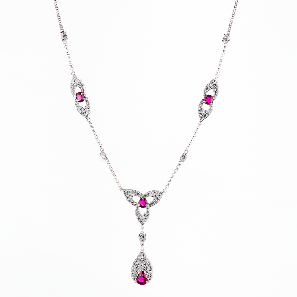 ルビー×ダイヤモンドプラチナ製ネックレス Pt950 R:3.45ct D:3.42ct　GIA