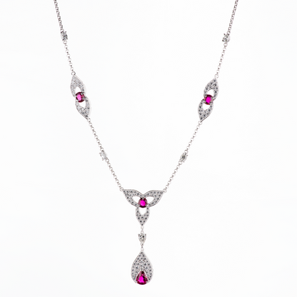 ルビー×ダイヤモンドプラチナ製ネックレス Pt950 R:3.45ct D:3.42ct　GIA