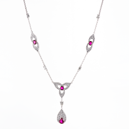 ビルマ産ピジョンブラッドルビーのネックレス プラチナ950製