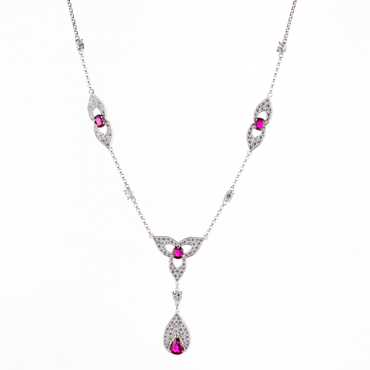 ビルマ産ピジョンブラッドルビーのネックレス プラチナ950製