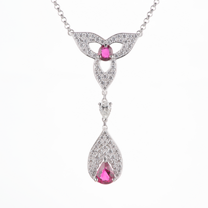 ルビー×ダイヤモンドプラチナ製ネックレス Pt950 R:3.45ct D:3.42ct　GIA
