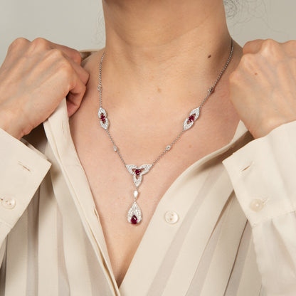 ルビー×ダイヤモンドプラチナ製ネックレス Pt950 R:3.45ct D:3.42ct　GIA