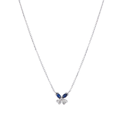 バタフライ サファイアxダイヤモンド ホワイトゴールド製ペンダントネックレス (S: 0.27ct D: 0.24ct K18WG)
