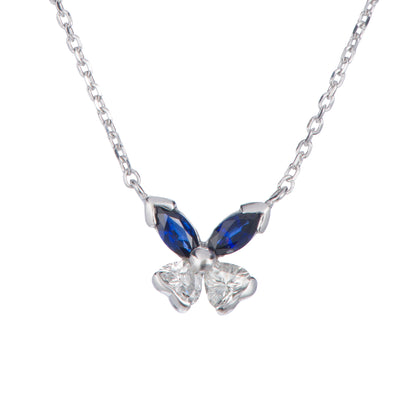 バタフライ サファイアxダイヤモンド ホワイトゴールド製ペンダントネックレス (S: 0.27ct D: 0.24ct K18WG)