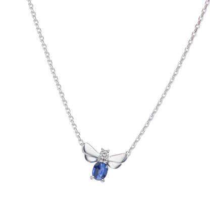 ビー サファイアxダイヤモンド ホワイトゴールド製ペンダントネックレス (S: 0.37ct D: 0.03ct K18WG)