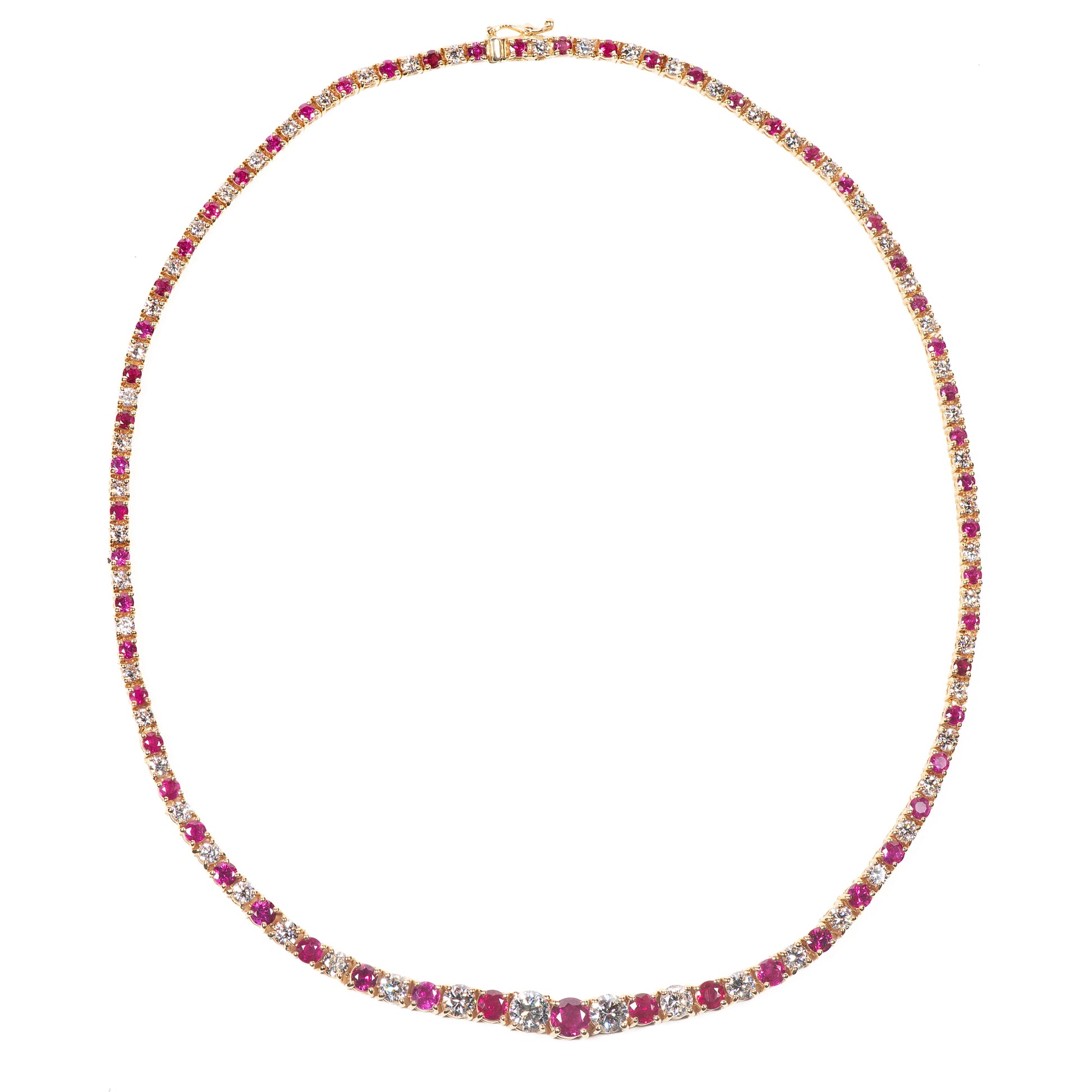 ルビー×ダイヤモンドイエローゴールド製テニスネックレス R:7.56ct D:5.56ct K18YG