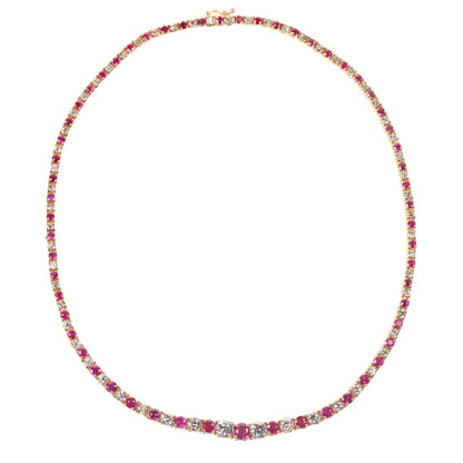 ルビー×ダイヤモンドイエローゴールド製テニスネックレス R:7.56ct D:5.56ct K18YG