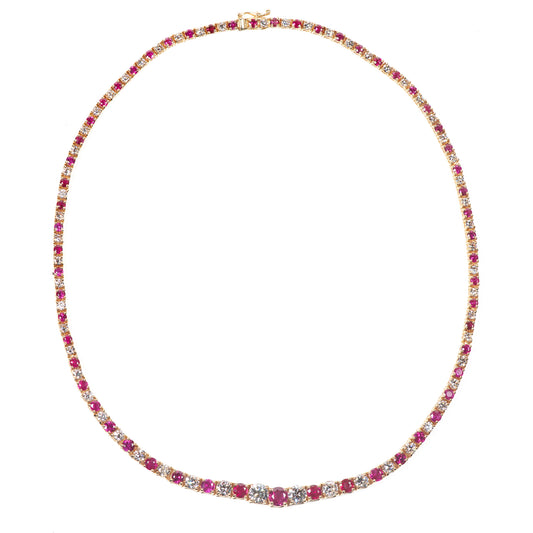 ルビー×ダイヤモンドイエローゴールド製テニスネックレス R:7.56ct D:5.56ct K18YG