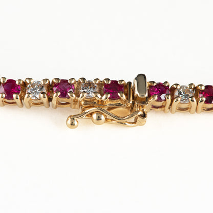 ルビー×ダイヤモンドイエローゴールド製テニスネックレス R:7.56ct D:5.56ct K18YG