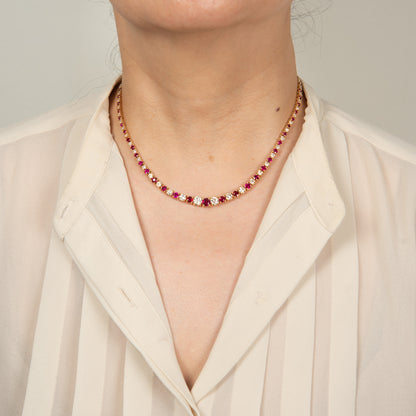 ルビー×ダイヤモンドイエローゴールド製テニスネックレス R:7.56ct D:5.56ct K18YG