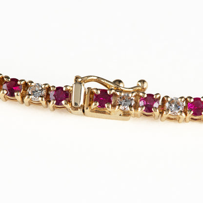金具部分　ルビー×ダイヤモンドイエローゴールド製テニスネックレス R:7.56ct D:5.56ct K18YG