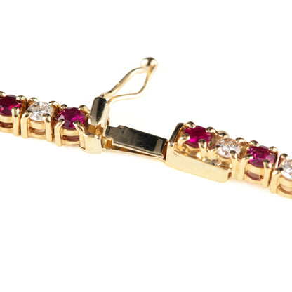 金具部分　ルビー×ダイヤモンドイエローゴールド製テニスネックレス R:7.56ct D:5.56ct K18YG