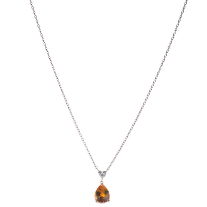 4ct イエローサファイアプラチナペンダント(YS:4.05ct D:0.32 Pt900/K18)