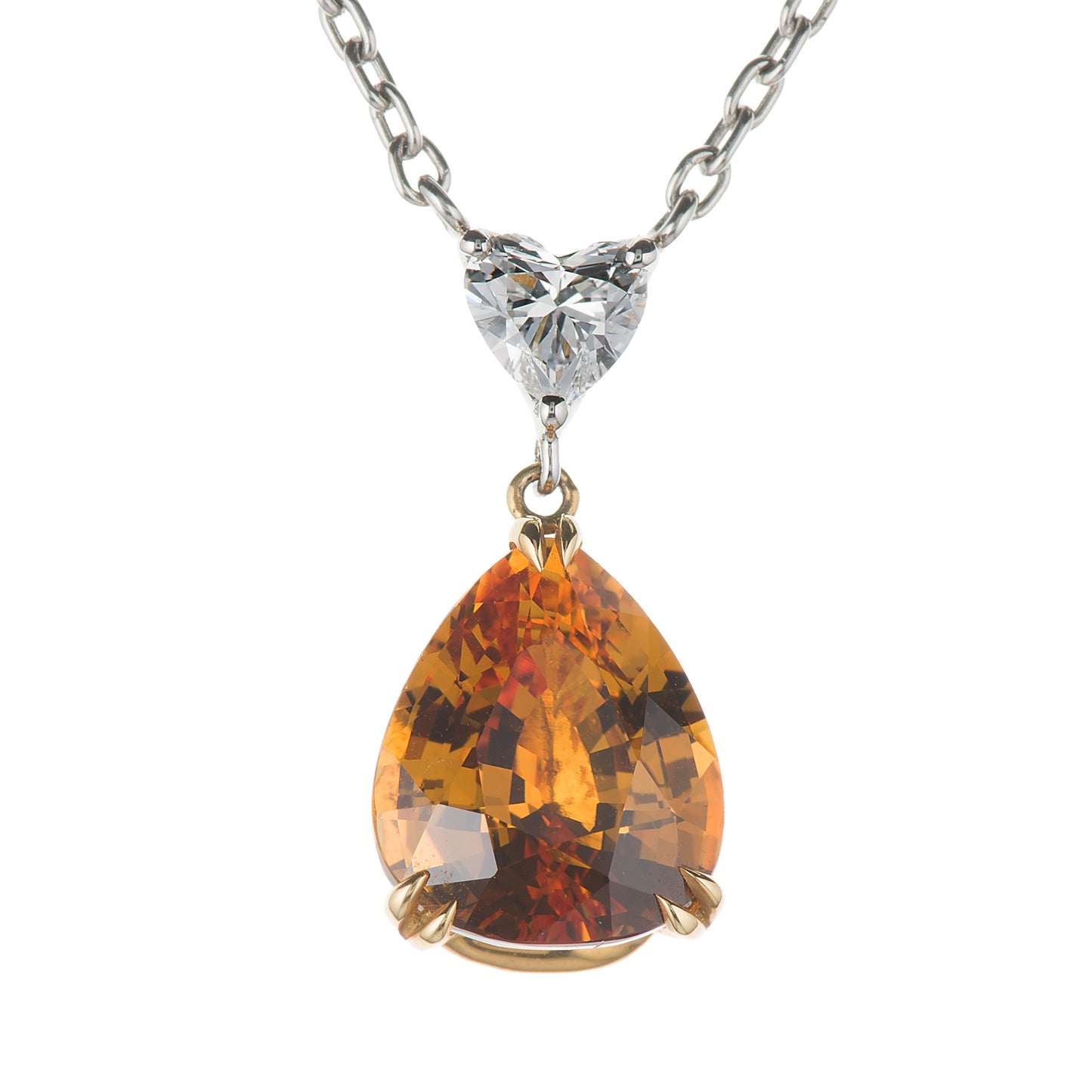 4ct イエローサファイアプラチナペンダント(YS:4.05ct D:0.32 Pt900/K18)