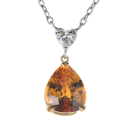 4ct イエローサファイアプラチナペンダント(YS:4.05ct D:0.32 Pt900/K18)