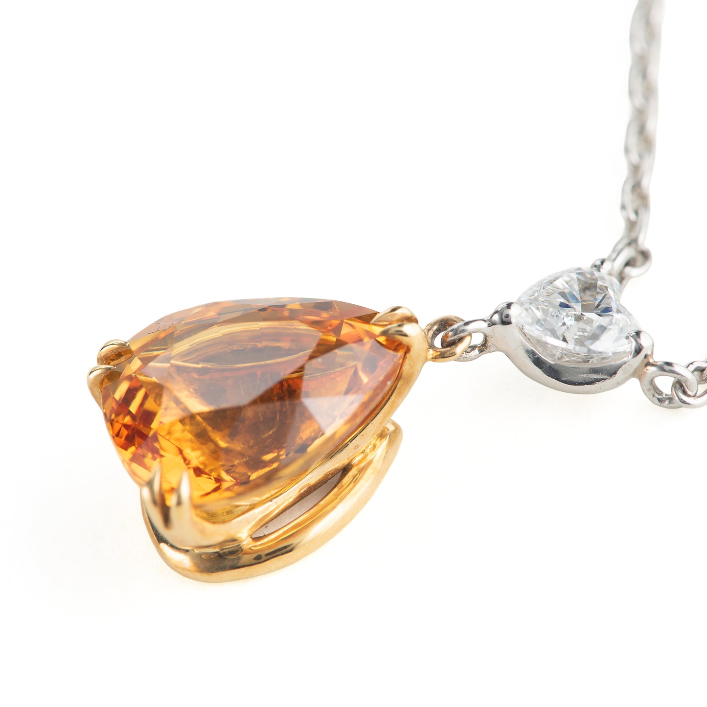 4ct イエローサファイアプラチナペンダント(YS:4.05ct D:0.32 Pt900/K18)