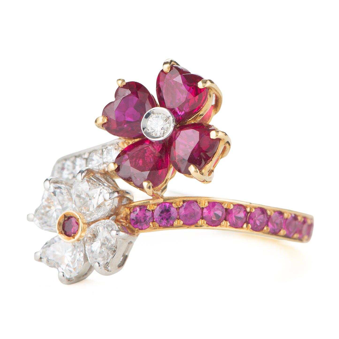 ルビープラチナイエローゴールドリングPt900/K18YG R:2.19ct D:1.09ct