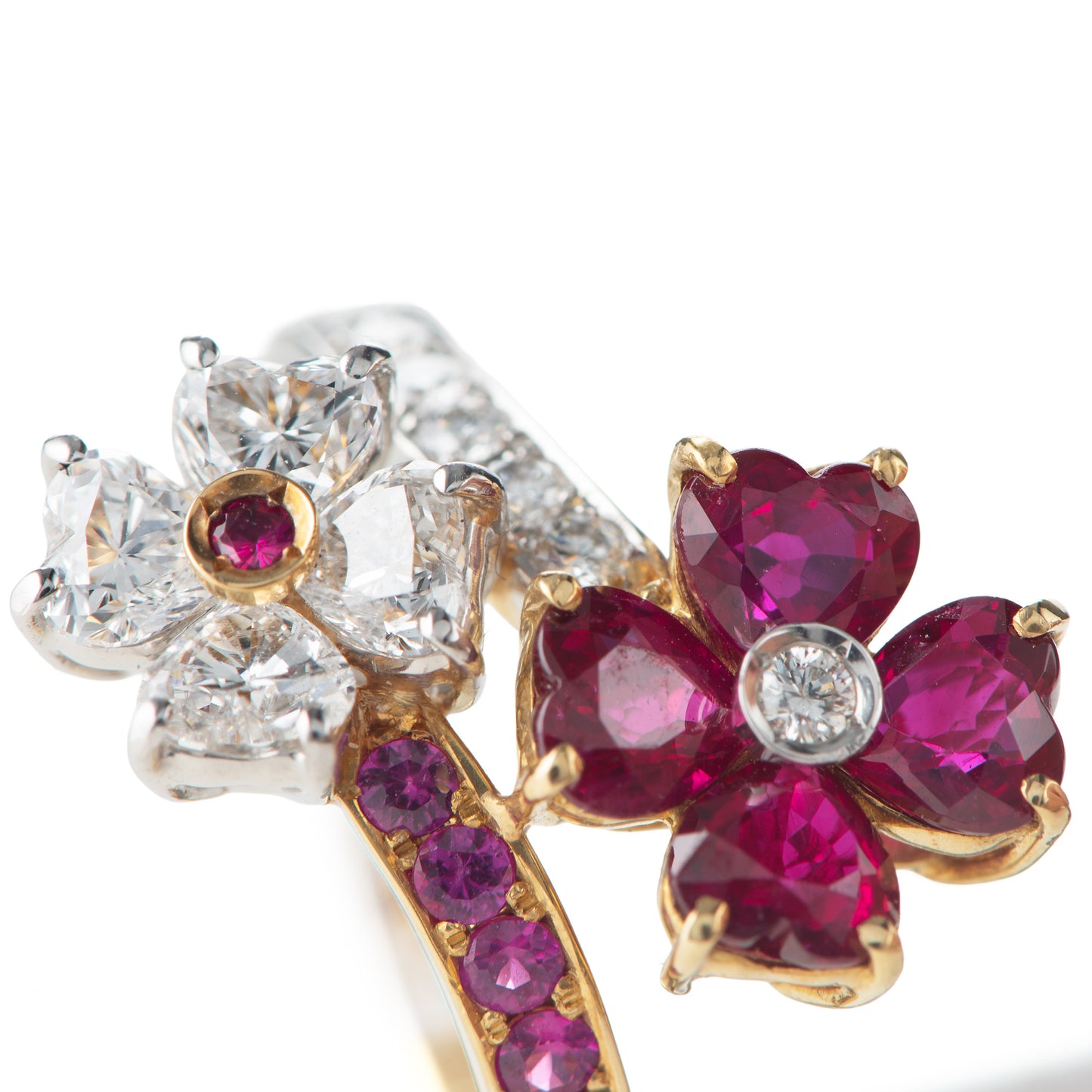 ルビープラチナイエローゴールドリングPt900/K18YG R:2.19ct D:1.09ct