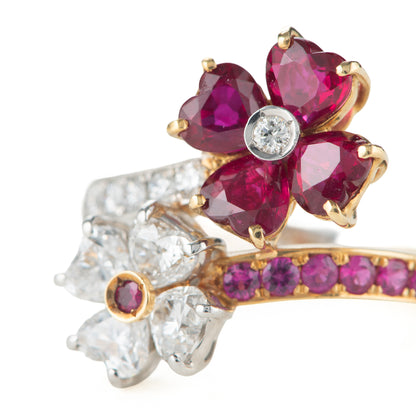 ルビープラチナイエローゴールドリングPt900/K18YG R:2.19ct D:1.09ct