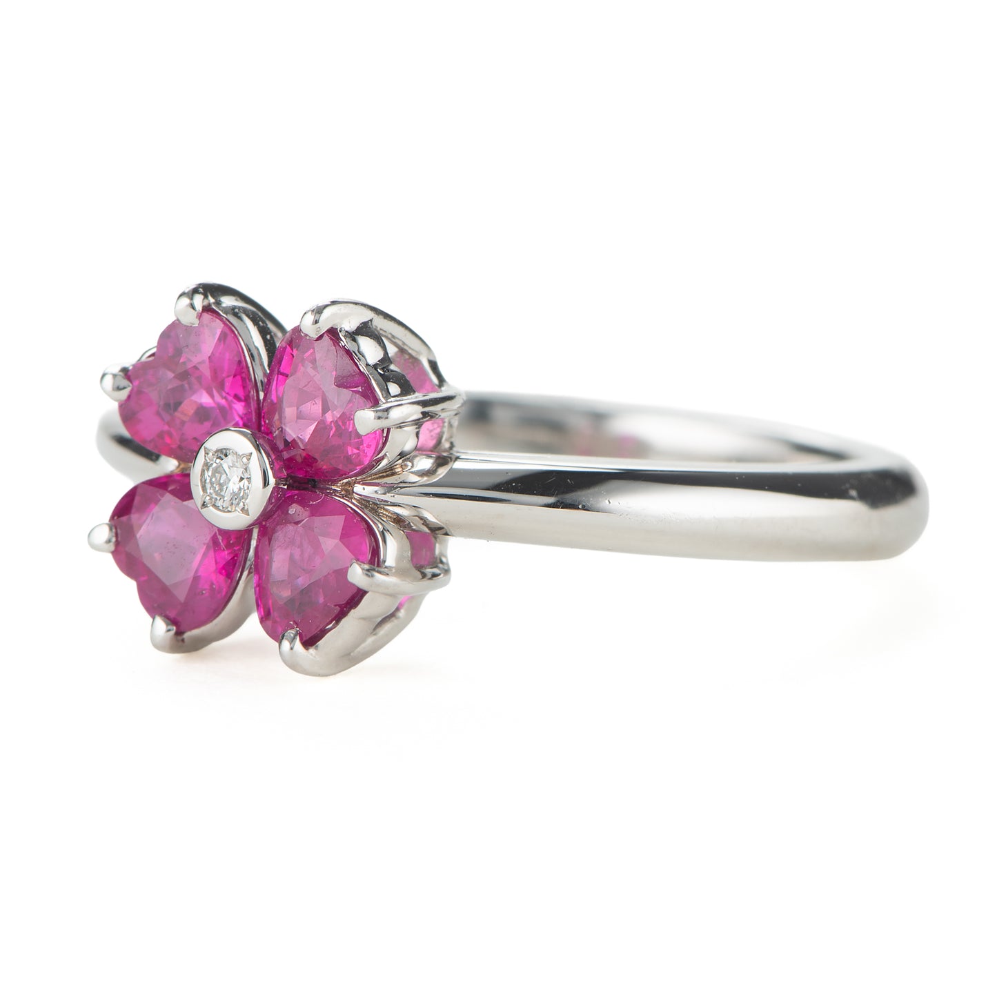 ルビーxダイヤモンドプラチナ製ドリング Pt950 R:1.1ct D:0.01ct