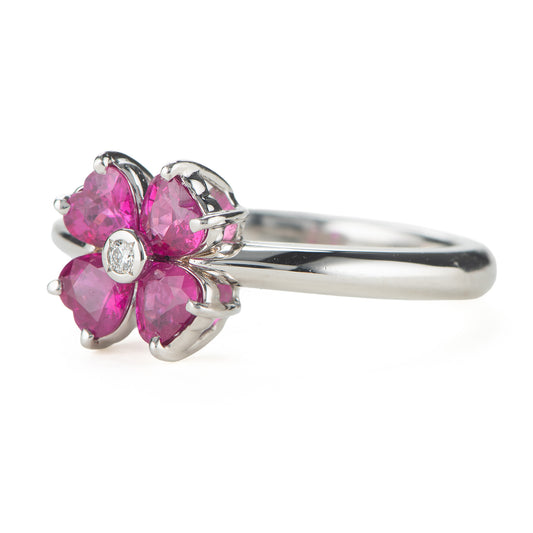 ルビーxダイヤモンドプラチナ製ドリング Pt950 R:1.1ct D:0.01ct