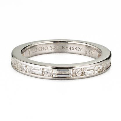 ZUISHO | プラチナ950 ラウンド バゲット ダイヤモンド 0.97ct G+ VS+ レール留め ハーフエタニティ リング