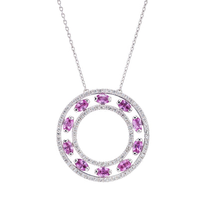 サークル ピンクサファイア×ダイヤモンドペンダント　ホワイトゴールド製(PS: 3.28ct D: 0.95ct K18WG)
