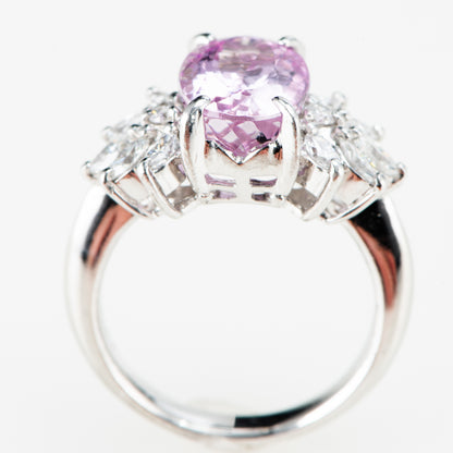 ピンクトパーズプラチナ製リング To: 4.35ct D:0.62ct Pt900