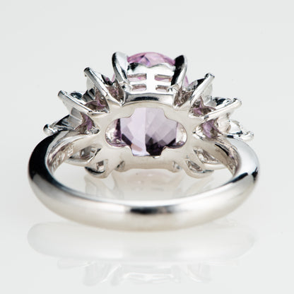 ピンクトパーズプラチナ製リング To: 4.35ct D:0.62ct Pt900